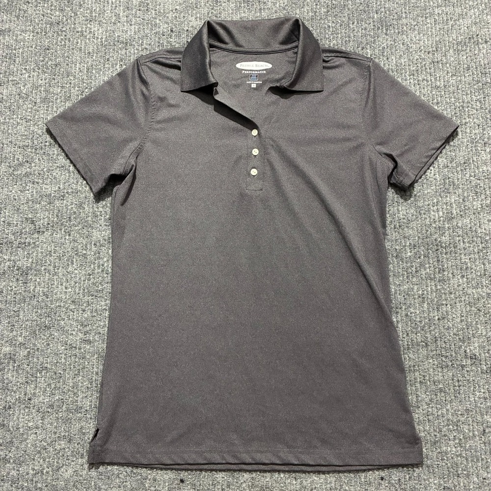 Pebble Beach Performance Womens Polo Shirt Size Small Gray Outdoor Short Sleeve